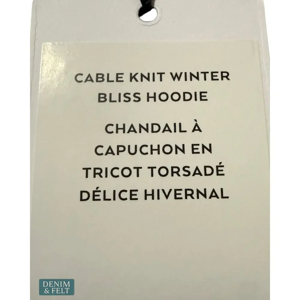 NEW Alo Yoga Cable Knit Winter Bliss Hoodie Light Cocoa Cozy Luxe Cropped Soft M
